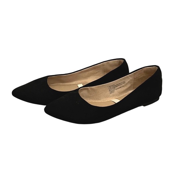a new day Shoes - A New Day Womens Black Pointed Toe Flats Textile Slip On Shoes Size 7